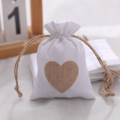 4pcs Love Drawstring Burlap Bag Wedding Party Candy Packaging