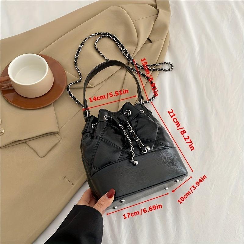 Minimalist Argyle Pattern Bucket Bag for Work
