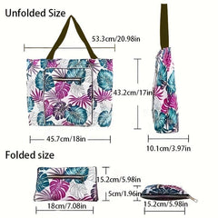 Summer Leaves Pattern Shoulder Bag Lightweight Travel Beach Bag