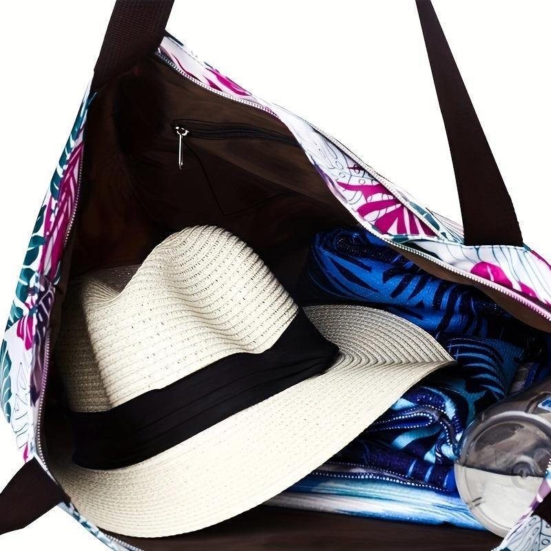 Summer Leaves Pattern Shoulder Bag Lightweight Travel Beach Bag