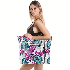 Summer Leaves Pattern Shoulder Bag Lightweight Travel Beach Bag