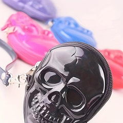 Skull Shape Novelty Coin Purse PVC Wristlet Keys Holder