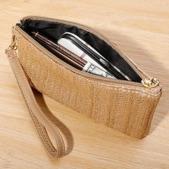 Minimalist Straw Coin Purse Zipper Clutch Wallet