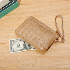 Minimalist Straw Coin Purse Zipper Clutch Wallet