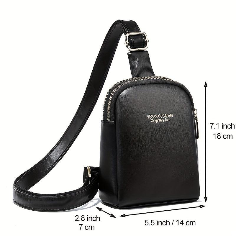 Letter Graphic Sling Bag Faux Leather Crossbody Bag