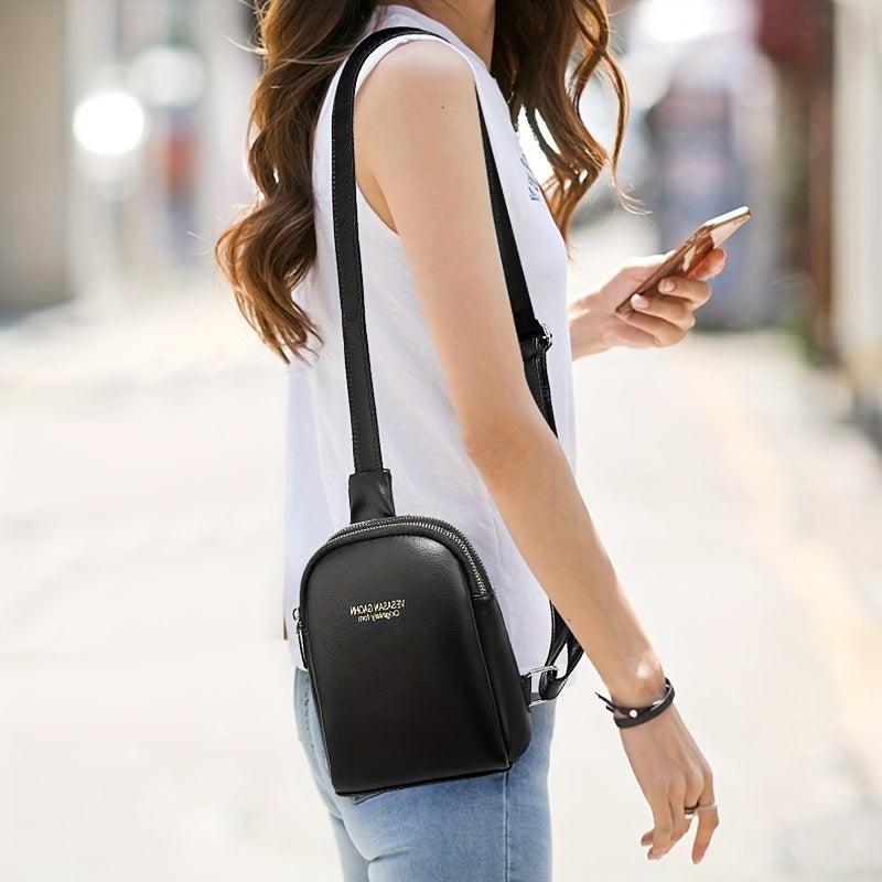 Letter Graphic Sling Bag Faux Leather Crossbody Bag