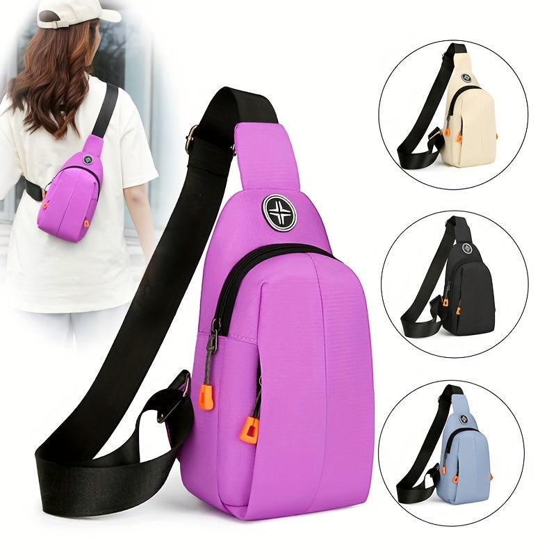 Outdoor Sports Sling Bag Casual Nylon Crossbody Bag Zipper Chest Bag