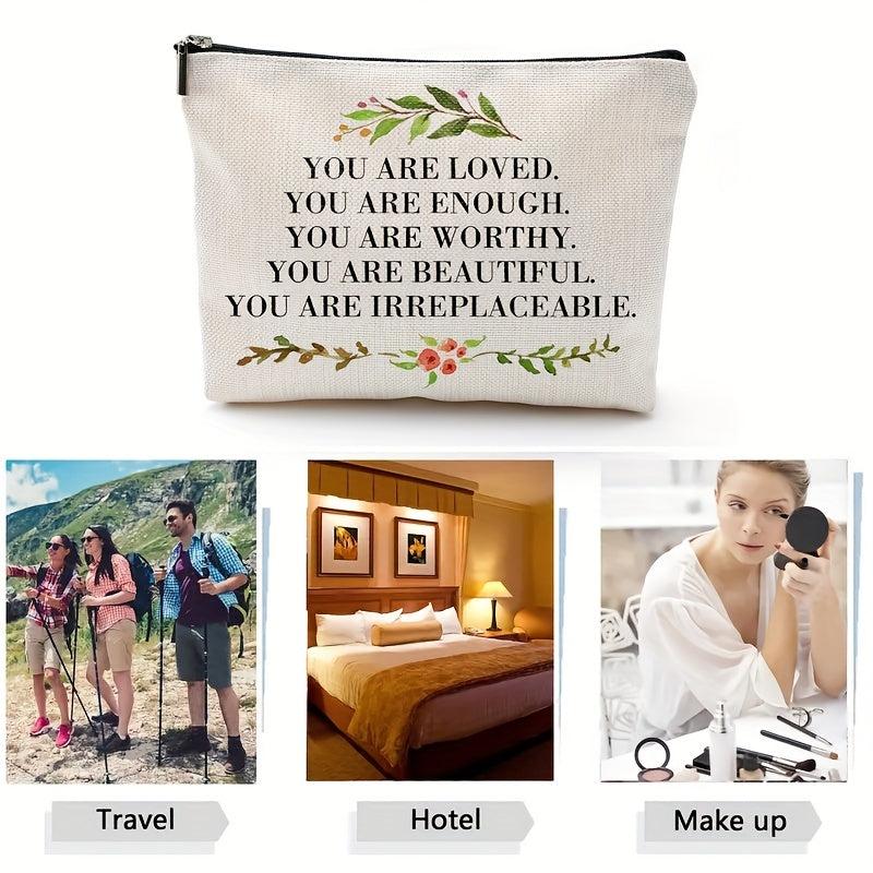 You Are Loved You Are Enough Makeup Case Positive Affirmation Toiletry Bag