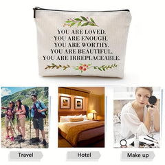 You Are Loved You Are Enough Makeup Case Positive Affirmation Toiletry Bag