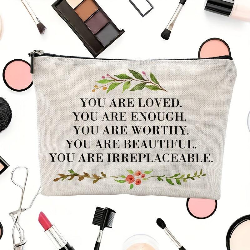 You Are Loved You Are Enough Makeup Case Positive Affirmation Toiletry Bag