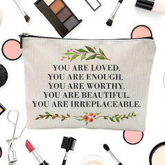 You Are Loved You Are Enough Makeup Case Positive Affirmation Toiletry Bag