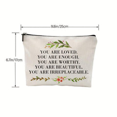 You Are Loved You Are Enough Makeup Case Positive Affirmation Toiletry Bag