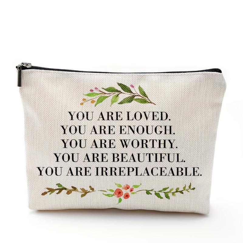 You Are Loved You Are Enough Makeup Case Positive Affirmation Toiletry Bag