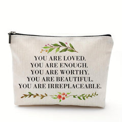 You Are Loved You Are Enough Makeup Case Positive Affirmation Toiletry Bag