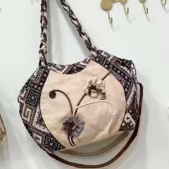 Boho Embroidered Flower Canvas Shoulder Crossbody Purse