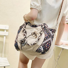 Boho Embroidered Flower Canvas Shoulder Crossbody Purse