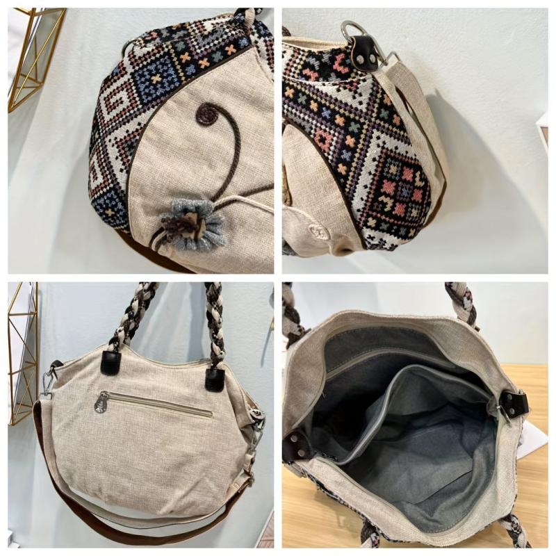 Boho Embroidered Flower Canvas Shoulder Crossbody Purse