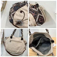 Boho Embroidered Flower Canvas Shoulder Crossbody Purse