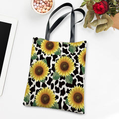 Sunflower Pattern Canvas Bag Lightweight Shoulder Bag Portable Handbag