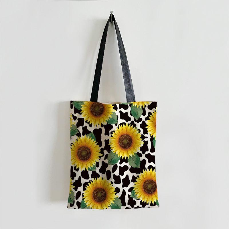 Sunflower Pattern Canvas Bag Lightweight Shoulder Bag Portable Handbag