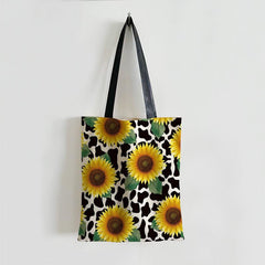 Sunflower Pattern Canvas Bag Lightweight Shoulder Bag Portable Handbag