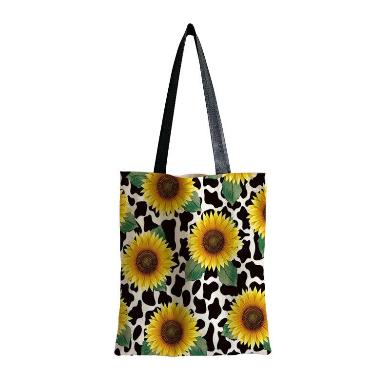 Sunflower Pattern Canvas Bag Lightweight Shoulder Bag Portable Handbag