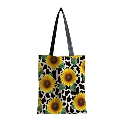 Sunflower Pattern Canvas Bag Lightweight Shoulder Bag Portable Handbag