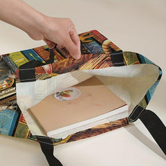 Cat And Books Print Tote Bag Large Travel Beach Shoulder Bag