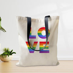 LGBT Colorful Letter Print Canvas Bag Large Capacity Casual Shoulder Bag