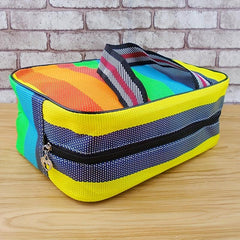 Striped Cube Cosmetic Bag Makeup Storage Portable Travel Toiletry Bag