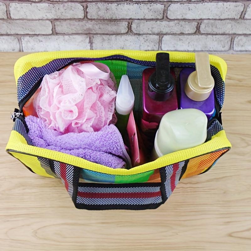 Striped Cube Cosmetic Bag Makeup Storage Portable Travel Toiletry Bag