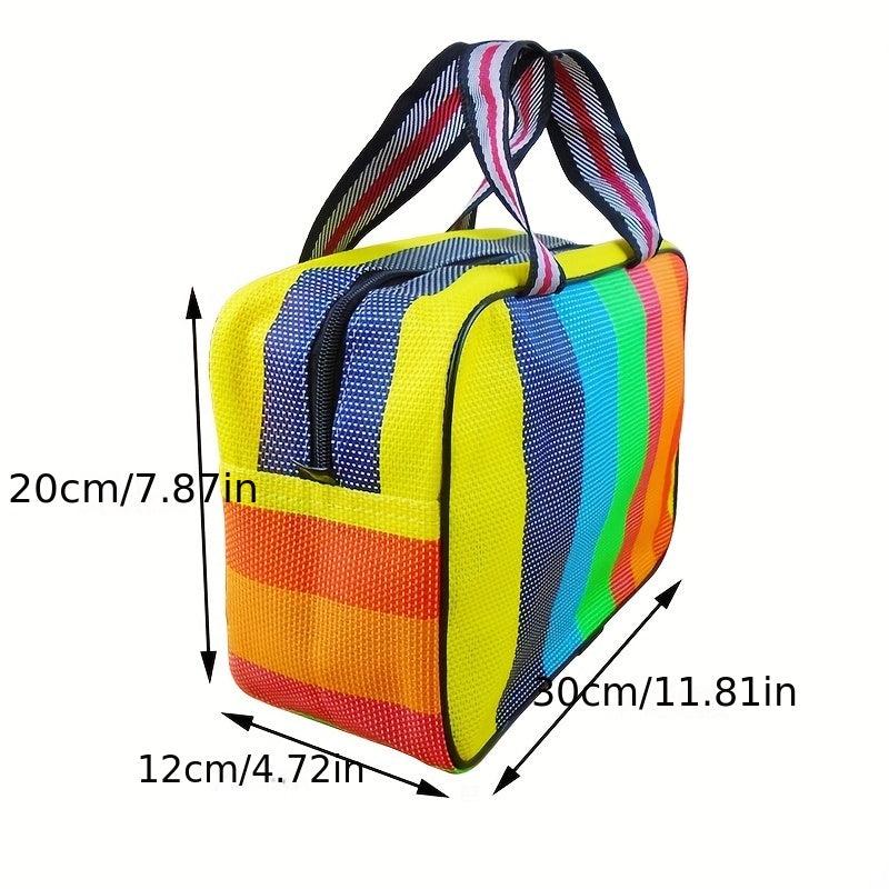 Striped Cube Cosmetic Bag Makeup Storage Portable Travel Toiletry Bag