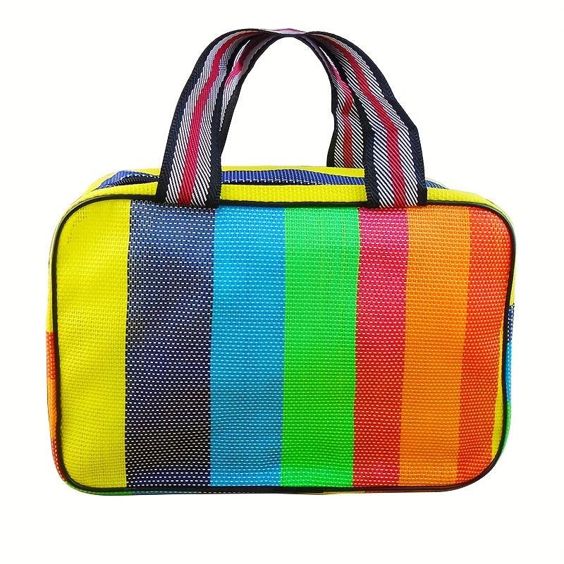 Striped Cube Cosmetic Bag Makeup Storage Portable Travel Toiletry Bag