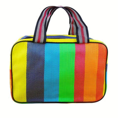 Striped Cube Cosmetic Bag Makeup Storage Portable Travel Toiletry Bag