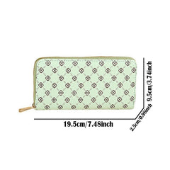 Vintage Geometric Print Long Wallet Zip Around Coin Purse