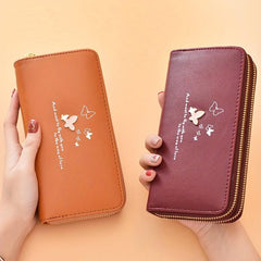 Butterfly Pattern Long Wallet Zipper Around Purse Women's Clutch
