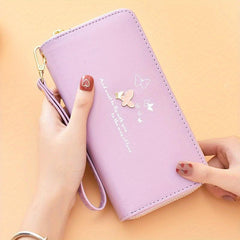 Butterfly Pattern Long Wallet Zipper Around Purse Women's Clutch