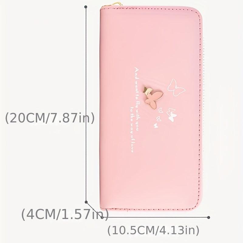 Butterfly Pattern Long Wallet Zipper Around Purse Women's Clutch