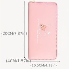 Butterfly Pattern Long Wallet Zipper Around Purse Women's Clutch