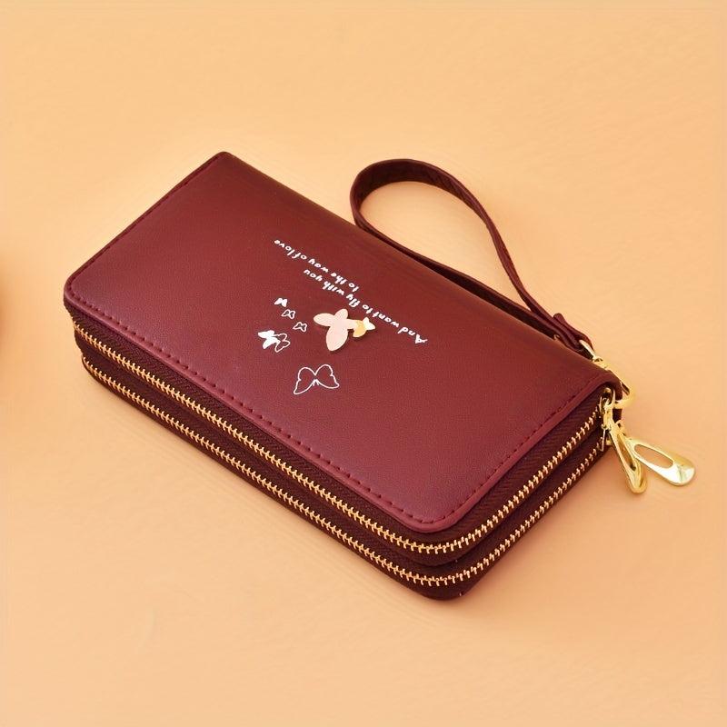 Butterfly Pattern Long Wallet Zipper Around Purse Women's Clutch