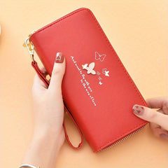Butterfly Pattern Long Wallet Zipper Around Purse Women's Clutch