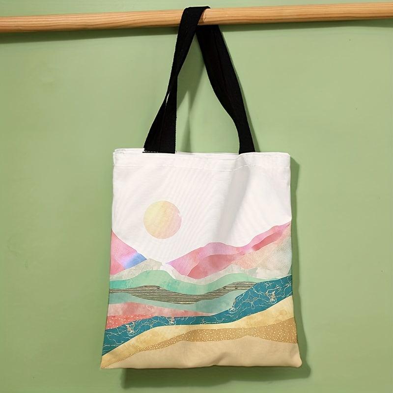 Abstract Landscape Print Shoulder Bag Lightweight All Match Storage Bag