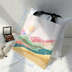Abstract Landscape Print Shoulder Bag Lightweight All Match Storage Bag