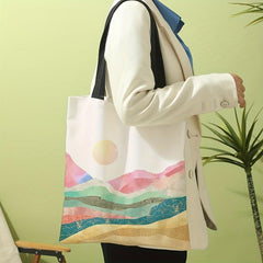Abstract Landscape Print Shoulder Bag Lightweight All Match Storage Bag