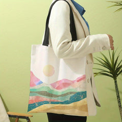 Abstract Landscape Print Shoulder Bag Lightweight All Match Storage Bag