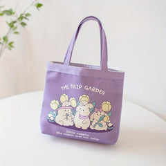Purple Cartoon Pattern Satchel Bag Lightweight Shoulder Bag