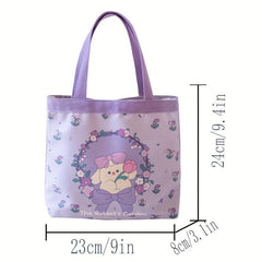 Purple Cartoon Pattern Satchel Bag Lightweight Shoulder Bag