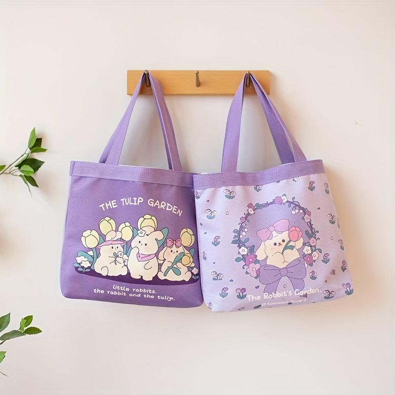 Purple Cartoon Pattern Satchel Bag Lightweight Shoulder Bag