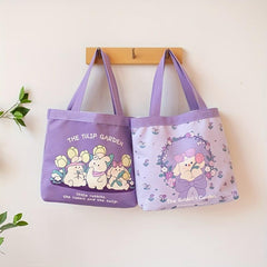 Purple Cartoon Pattern Satchel Bag Lightweight Shoulder Bag