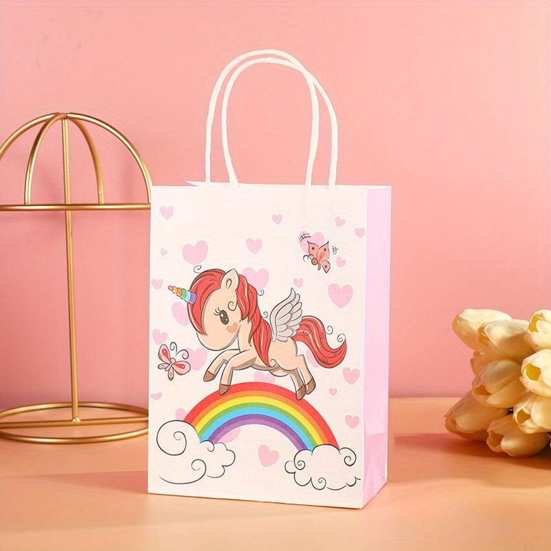 10 Unicorn Party Gift Bags Kids Birthday Party Paper Bag Handbag For Party
